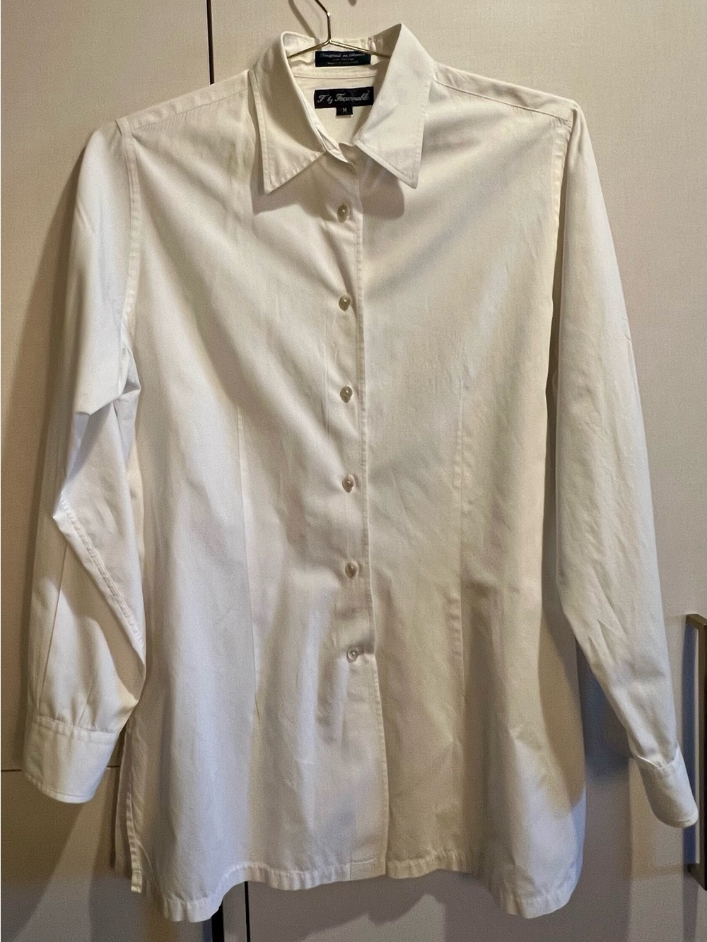 Faconnable White Cotton Button Down Shirt Women’s Medium Classic Career